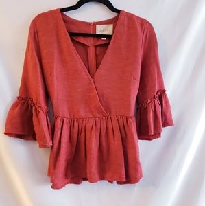 Antro. Moon River Coral Blouse. Size S